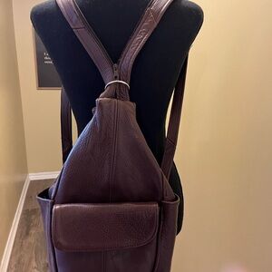 Elegant Brown Leather Backpack Used